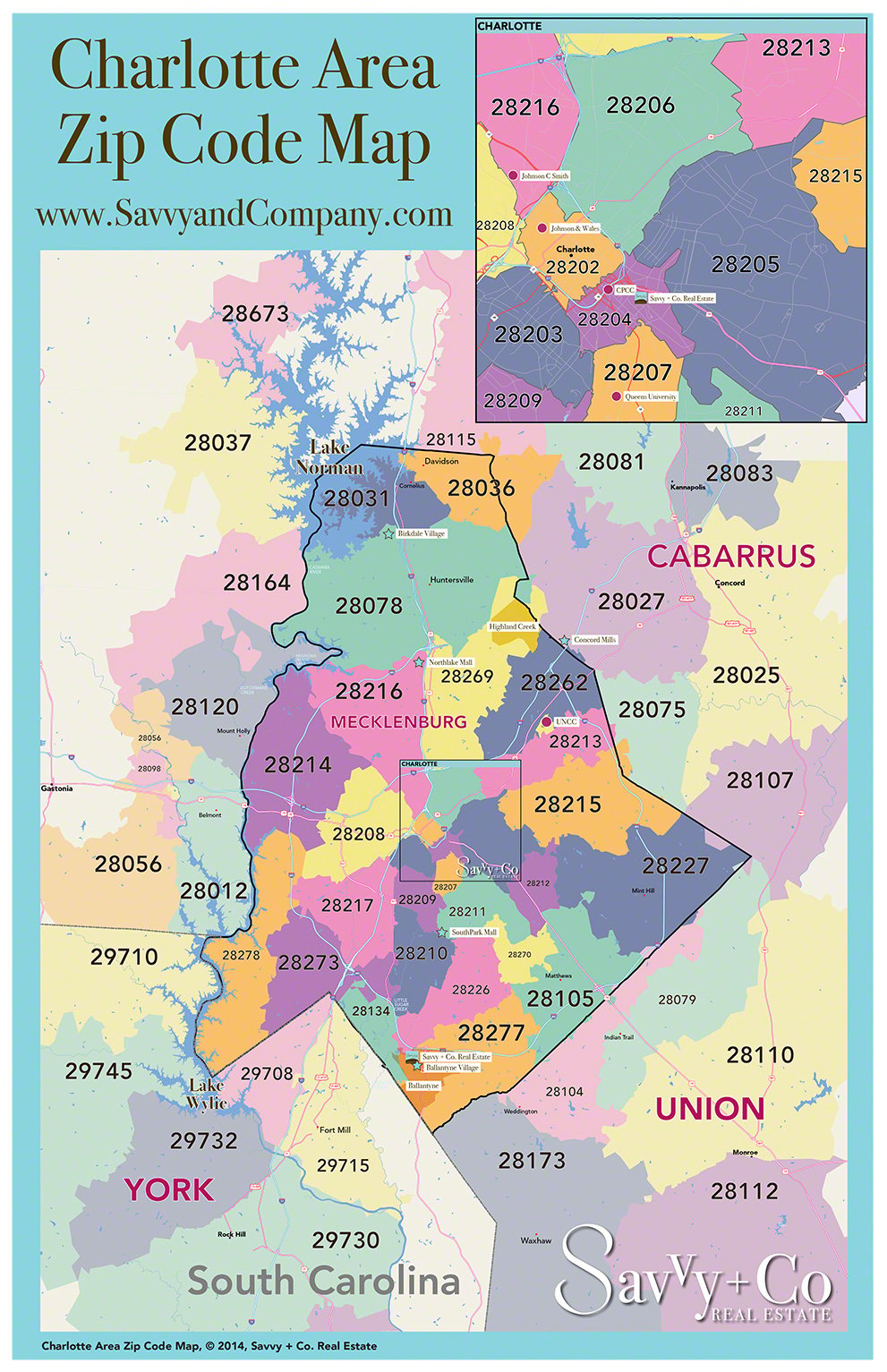 Mecklenburg County, Union County, York County Neighborhood Map